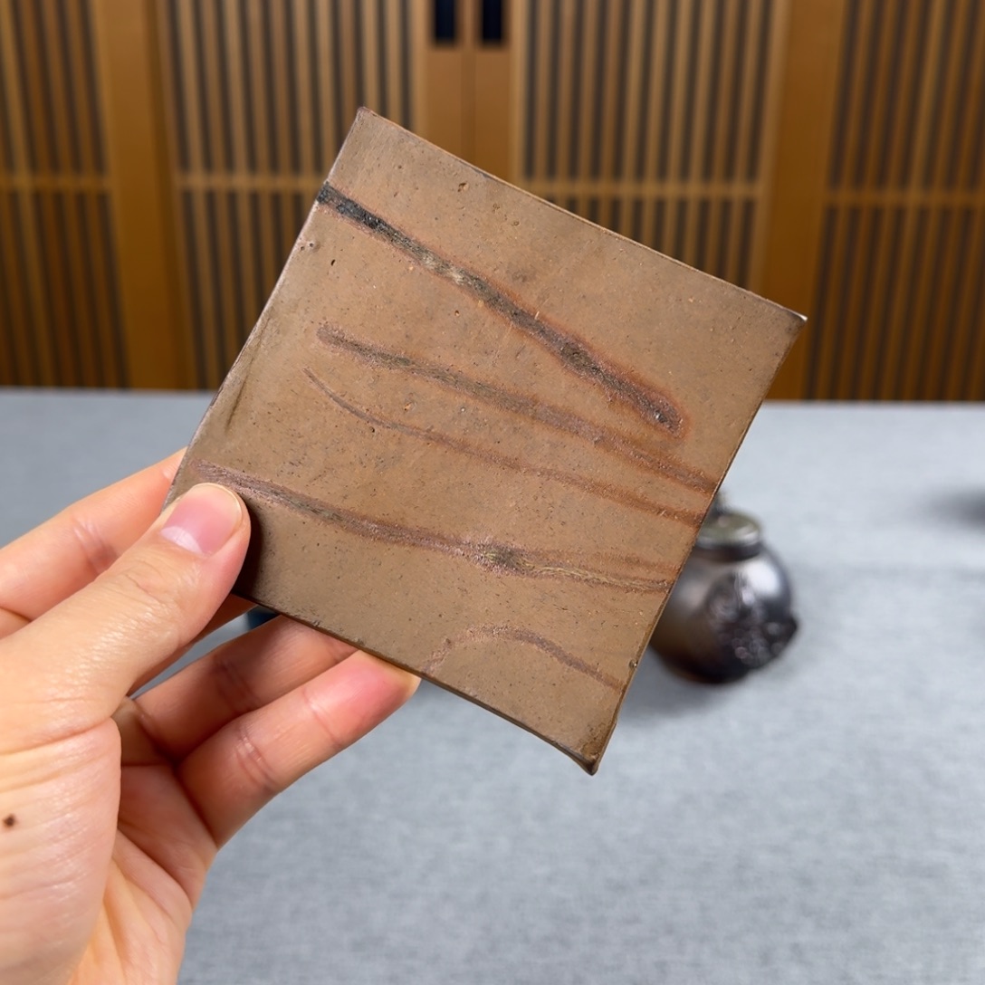 雄备前烧四方壶承 瑕疵