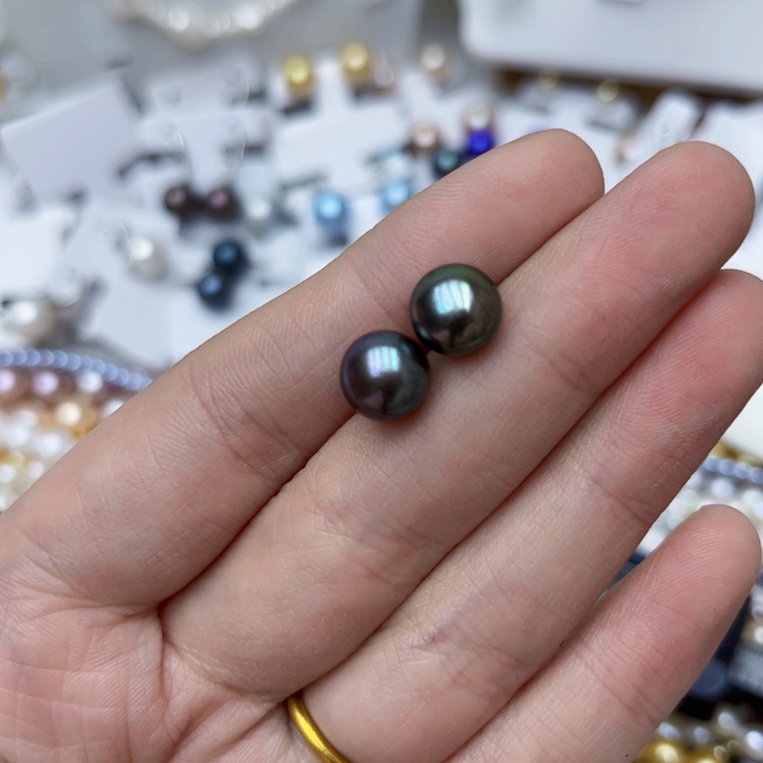 淡水珍珠耳饰银S925镶嵌