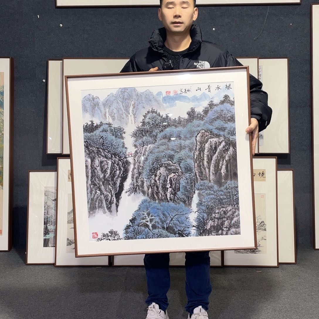 国画手绘画作品带框