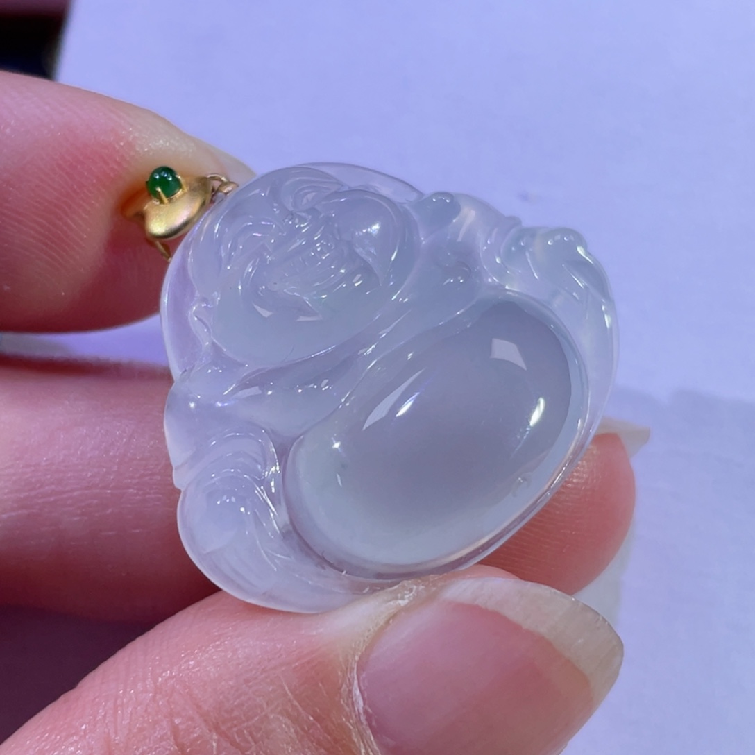 翡翠颈饰18K金镶嵌佛公