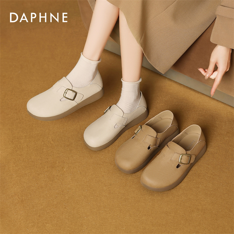 Daphne/达芙妮平底勃肯鞋女款2025春秋新款休闲单鞋复古软底女鞋