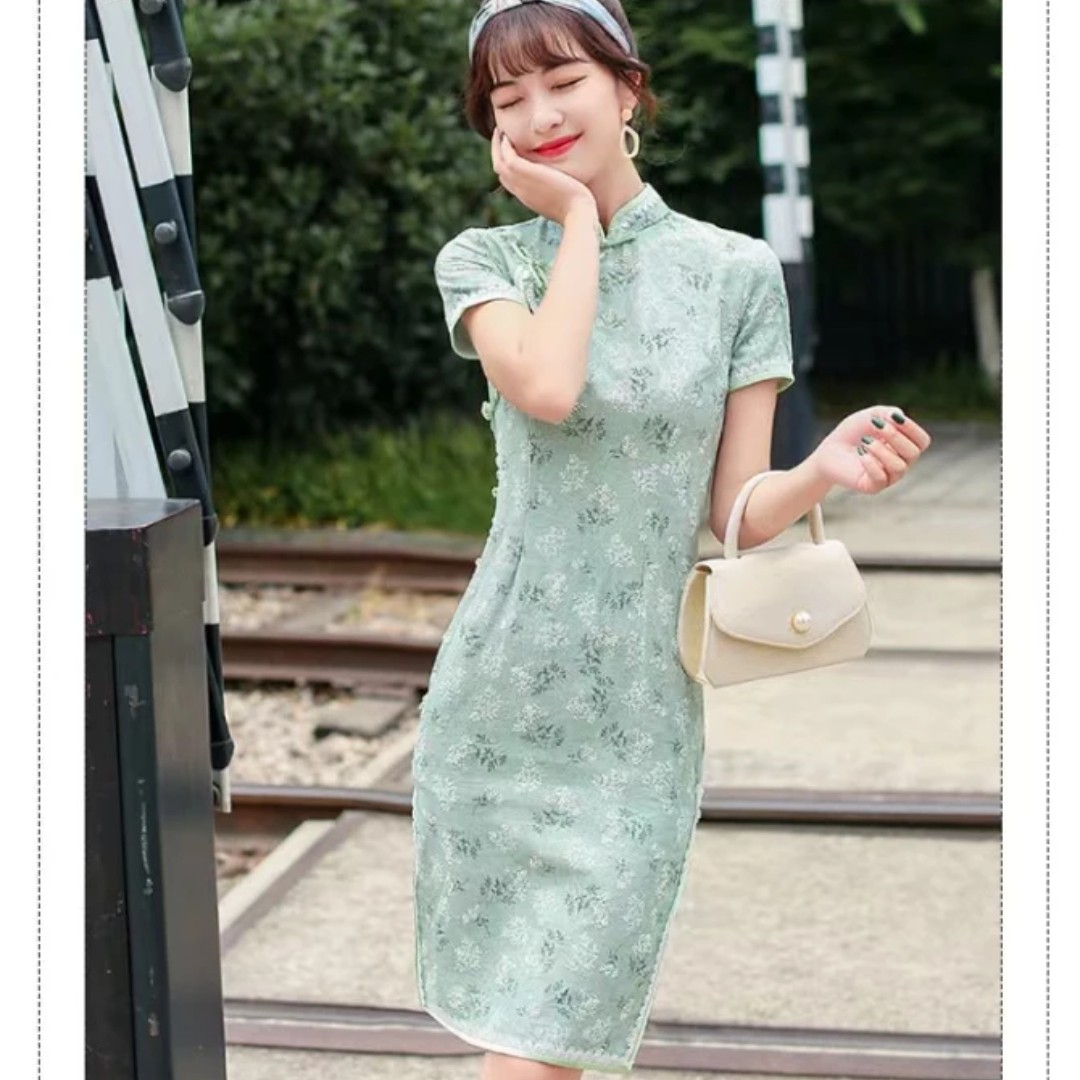【2530 青青 小碎花 清新款】显瘦气质修身优雅复古中国风旗袍