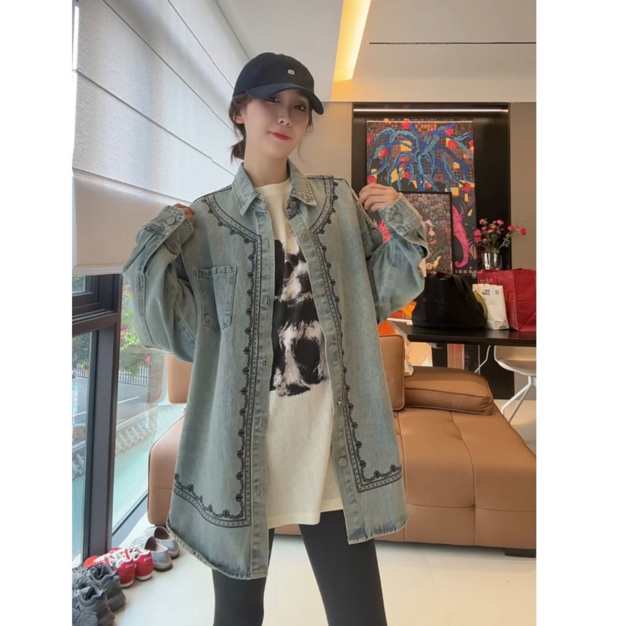 海岛之恋牛仔衣春季新款时尚设计洋气休闲高级经典刺绣牛仔外套女