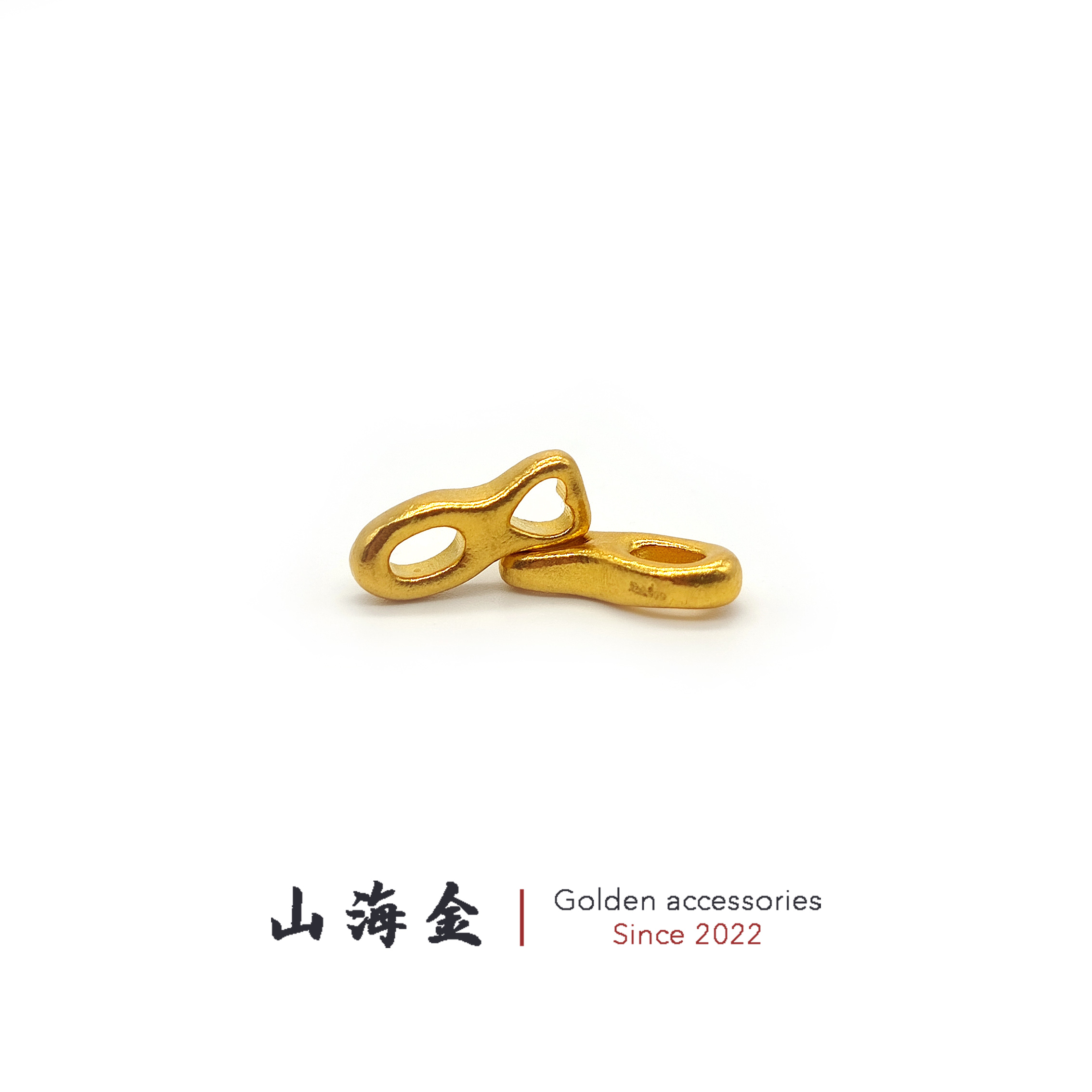 山海金 24K纯黄金999足金八字侧挂环吊环卡子开瓶器文玩手串配饰
