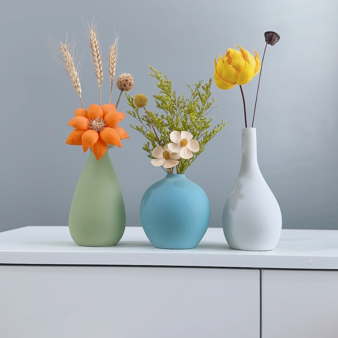 摆件陶瓷花瓶摆件含花总高约20-30cm
