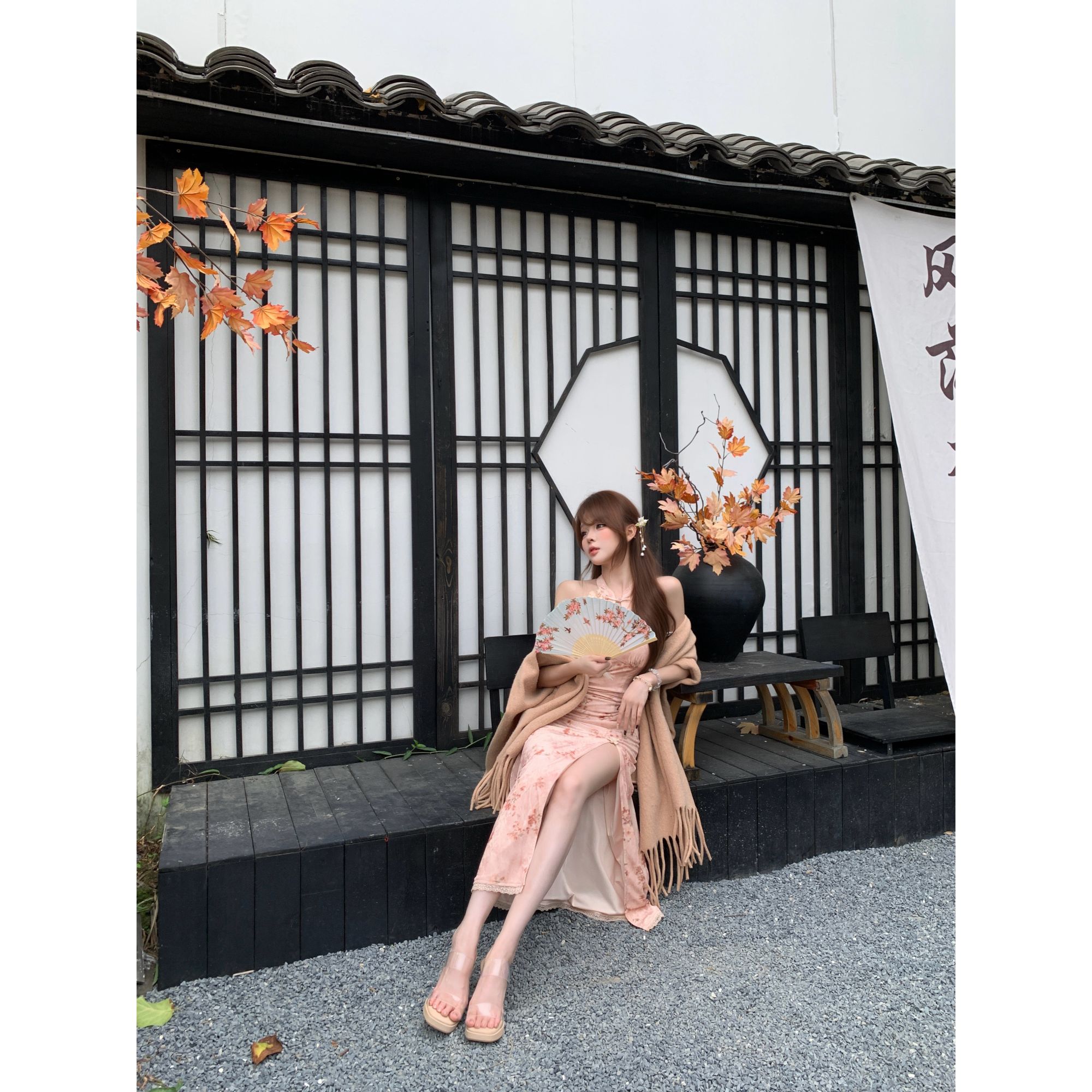 瑞茜·威瑟斯 孤注一掷2.0 国风新中式时尚套装连衣长裙 R2503L