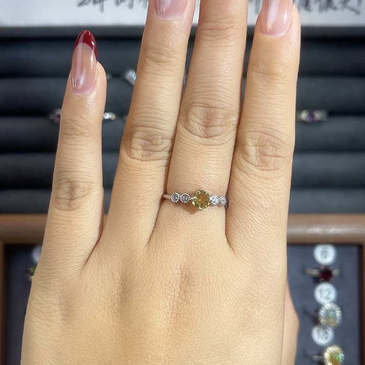 烟晶戒指银S925镶嵌