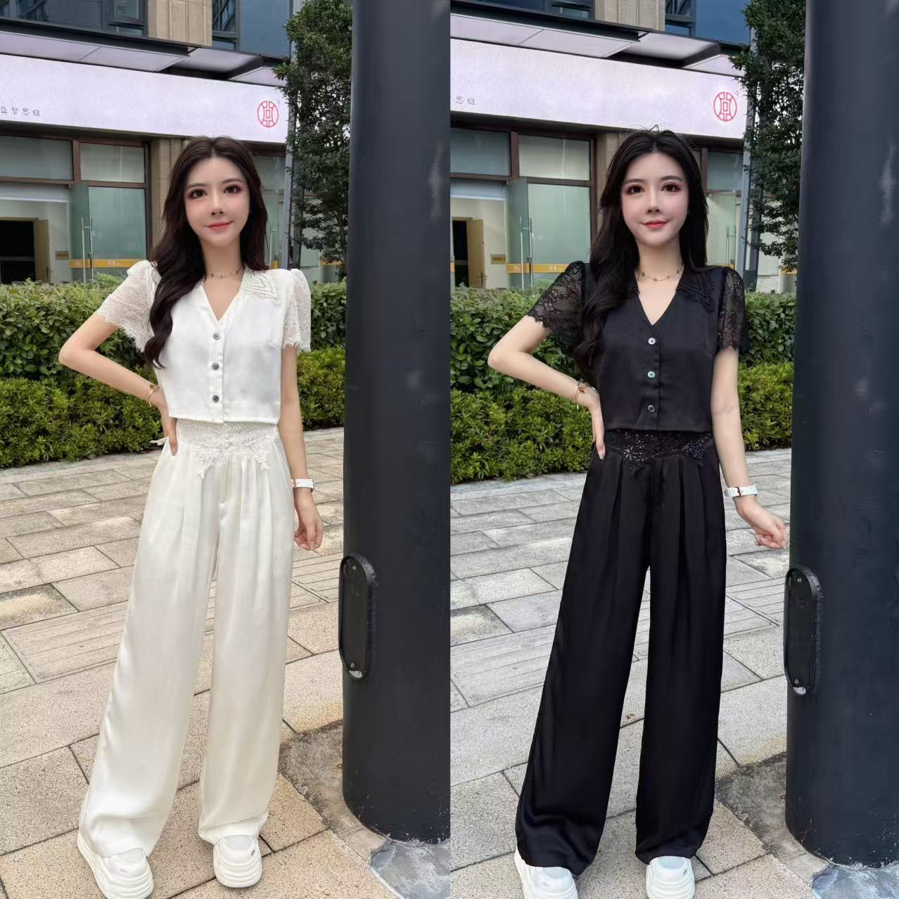 真真：夏季薄款 定制款小个子洋气重工 腰头亮片 时尚套装