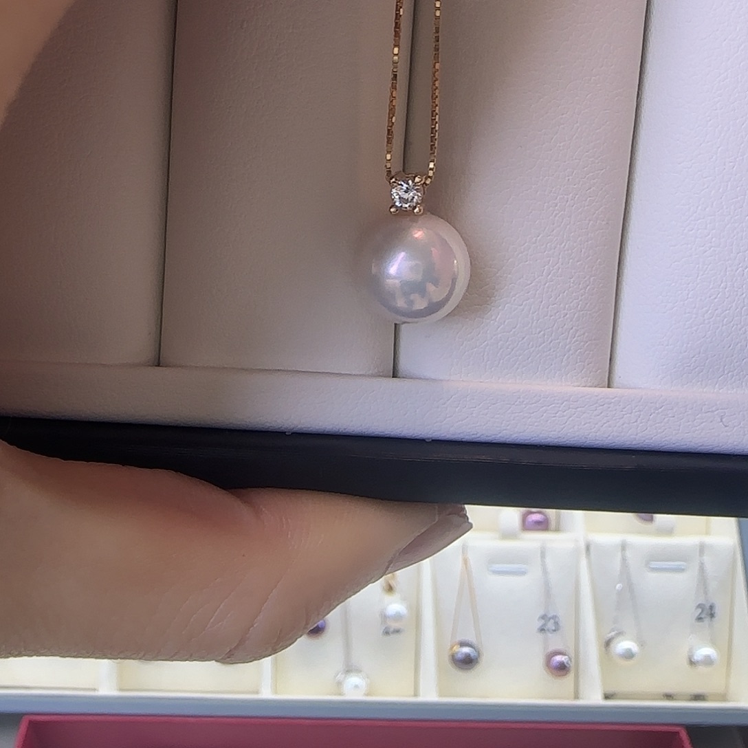 颈饰淡水珍珠银S925镶嵌10～11戴妃吊坠