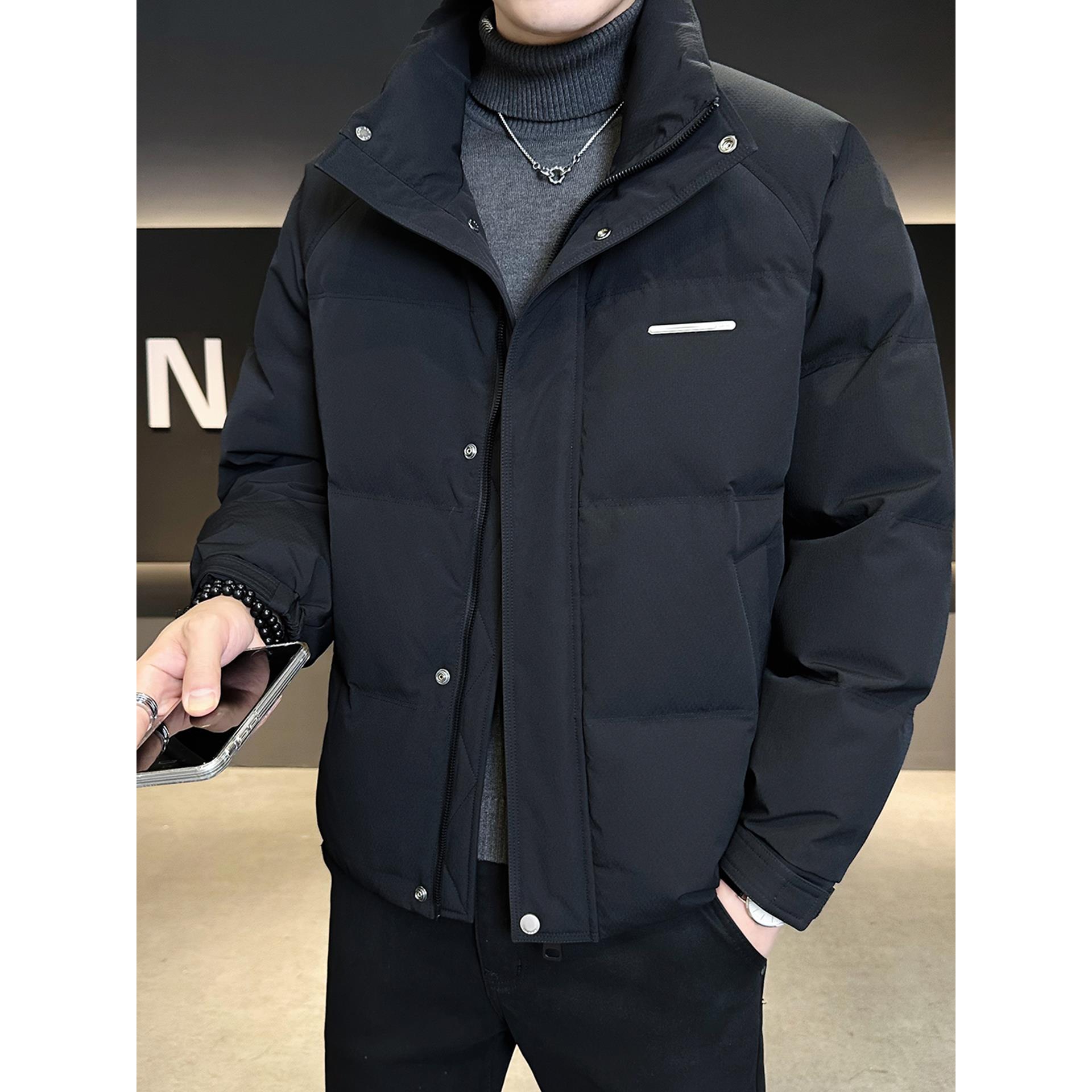 时尚羽绒服男短款冬季潮牌立领加厚男装外套2025新款冬天保暖袄子