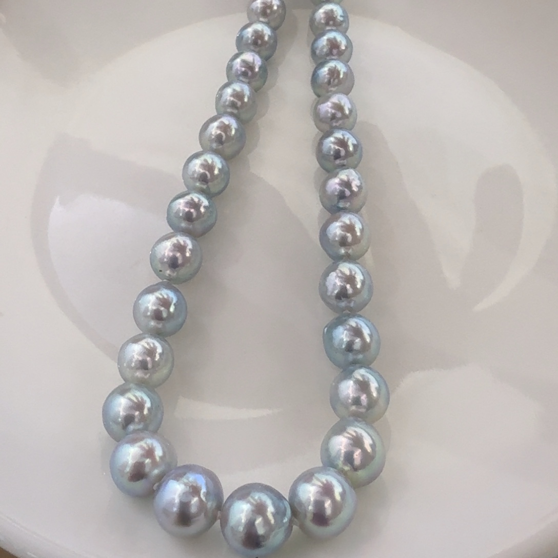 海水珍珠未镶嵌颈饰天然炫蓝8.5-9