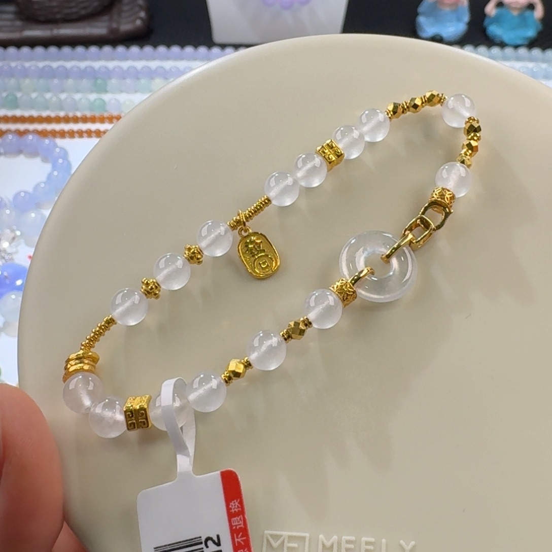 翡翠手链未镶嵌高冰茅台白盘缠6mm