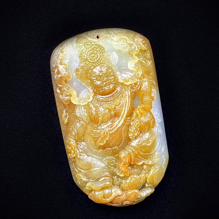 《黄财神》房家翡翠玉作天然缅甸翡翠