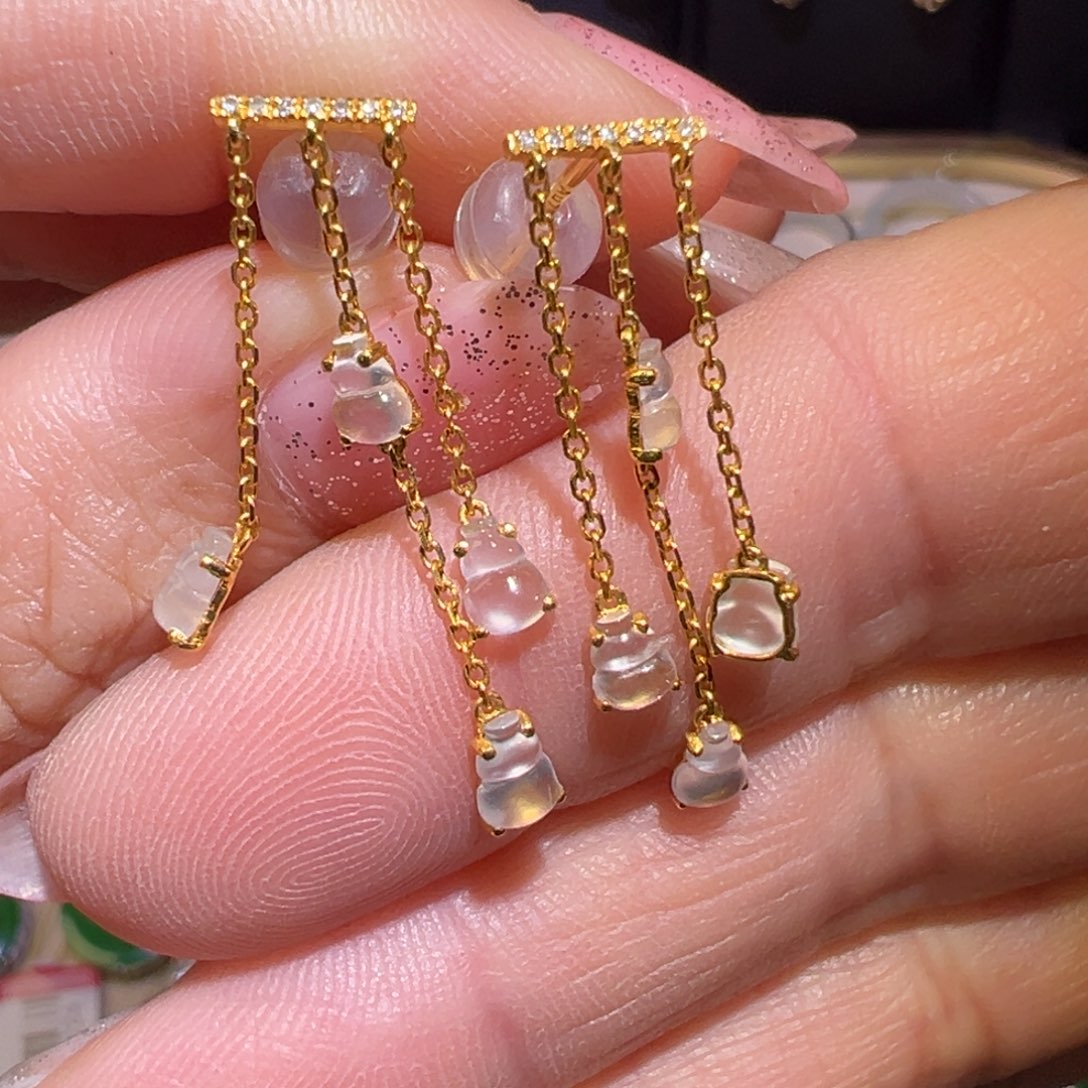 翡翠颈饰18K金镶嵌耳环