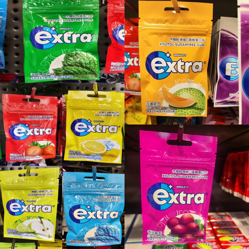 香港进口EXTRA益达木糖醇无糖口香糖薄荷草莓哈密瓜柠檬味28g袋装