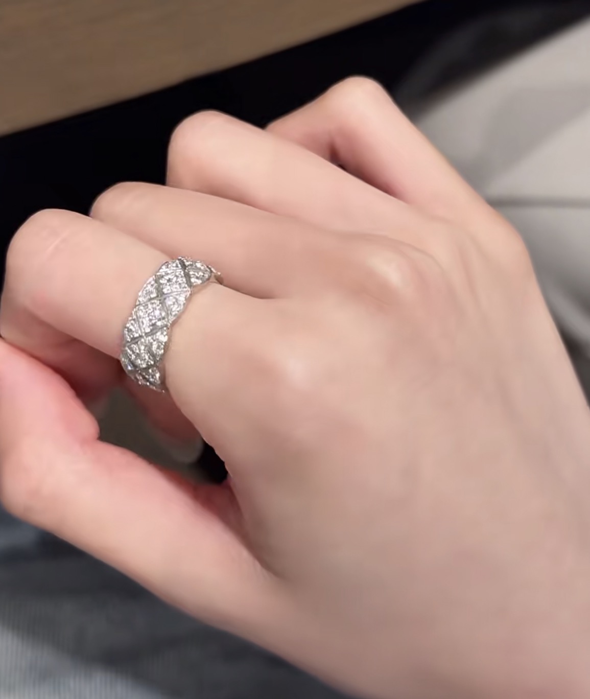 钛钢戒指 开口菱格戒指银色220