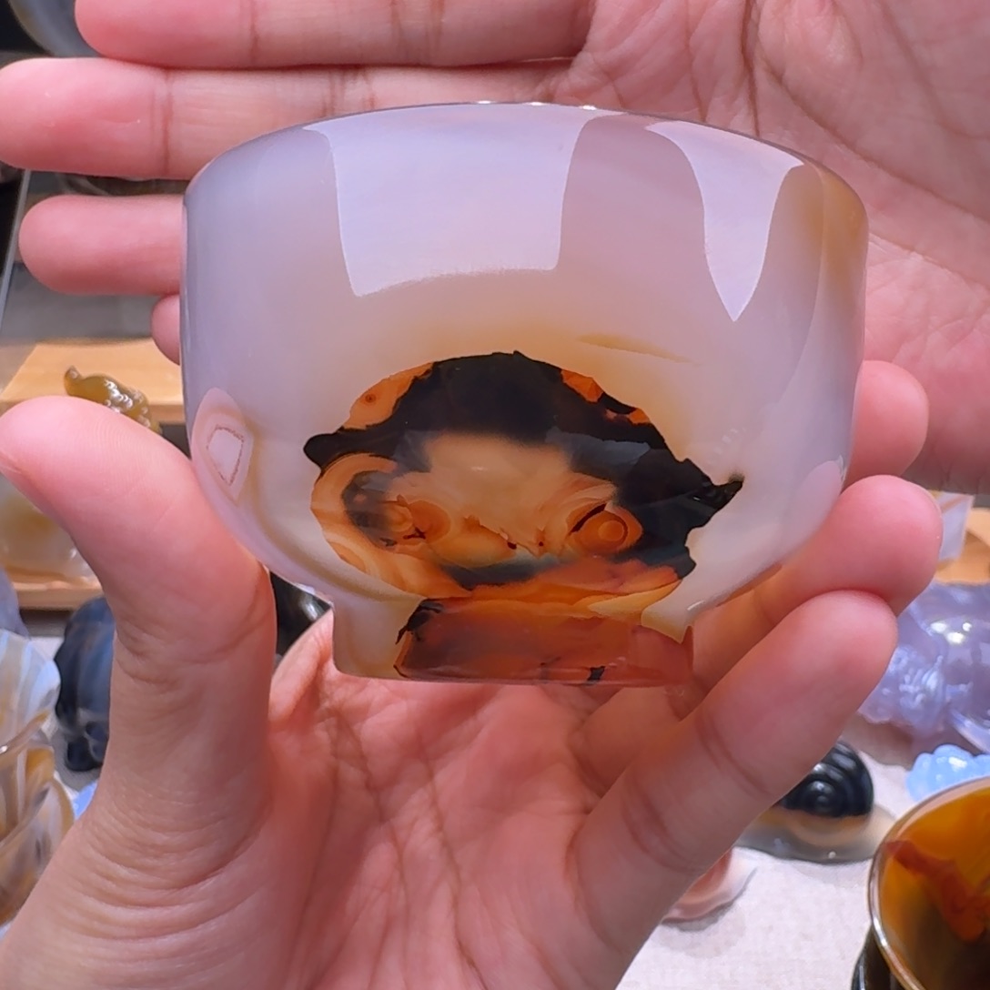 玛瑙/玉髓玛瑙茶杯未镶嵌龍*圃