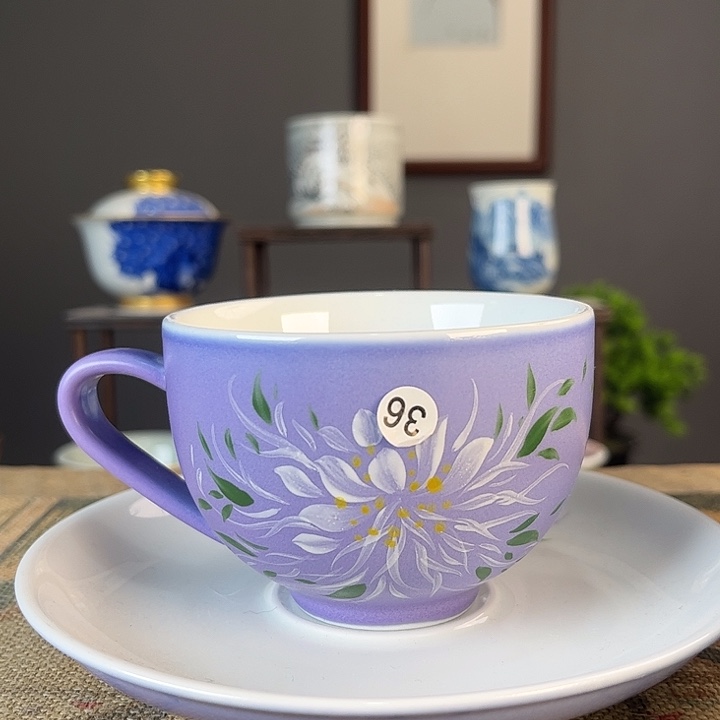 摆件景德柴烧茶杯多人