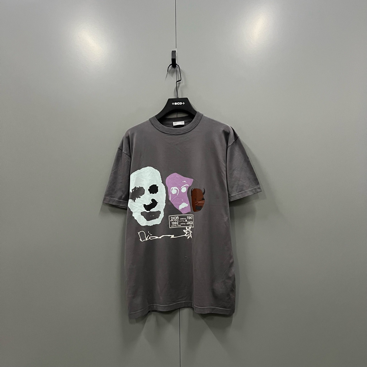 95新 DIOR/迪奥 (ll) 灰色搞怪脸谱印花短袖 S M L