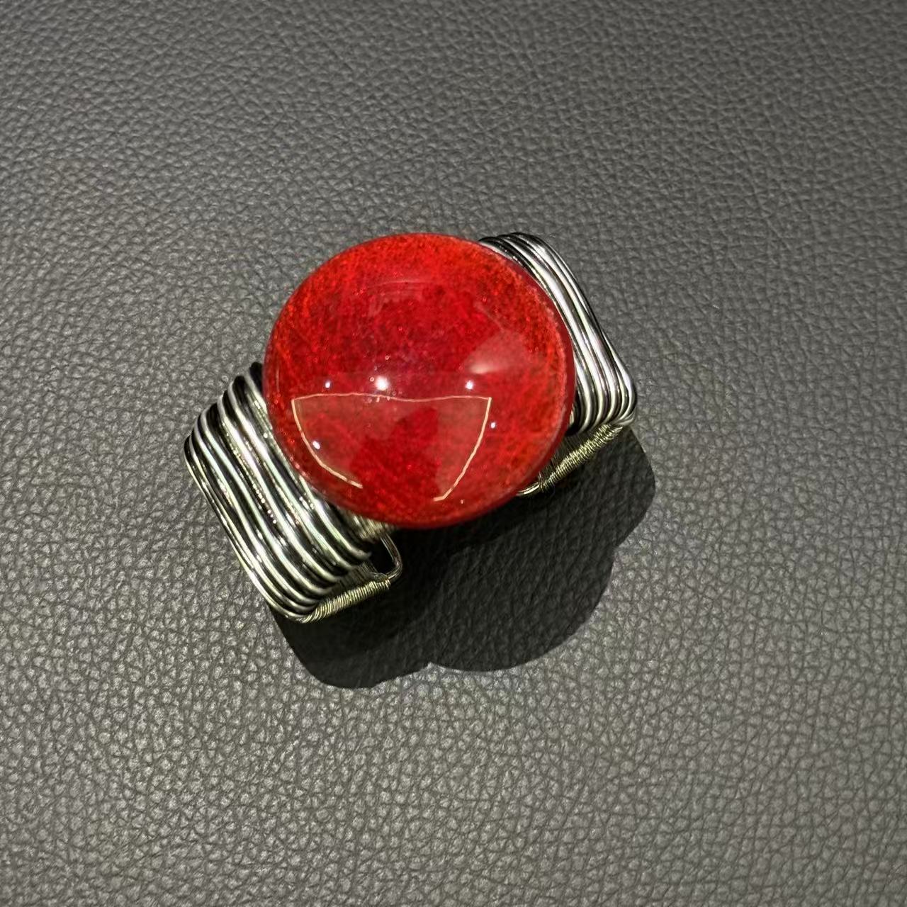 铜合金树脂手镯 王大嘴原创 ”红璃银丝“秋冬时尚手工银丝手镯A464