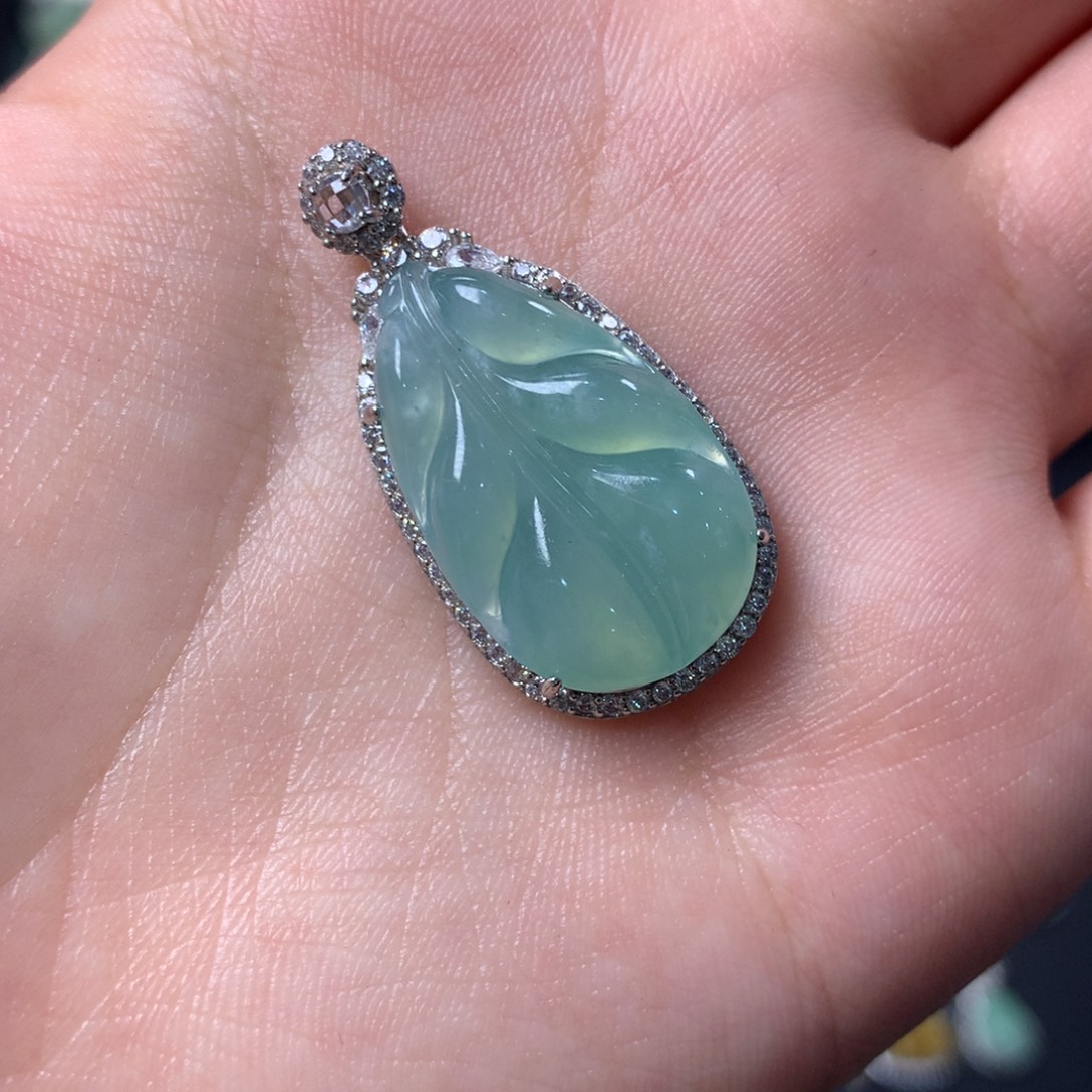 翡翠银S925镶嵌挂件