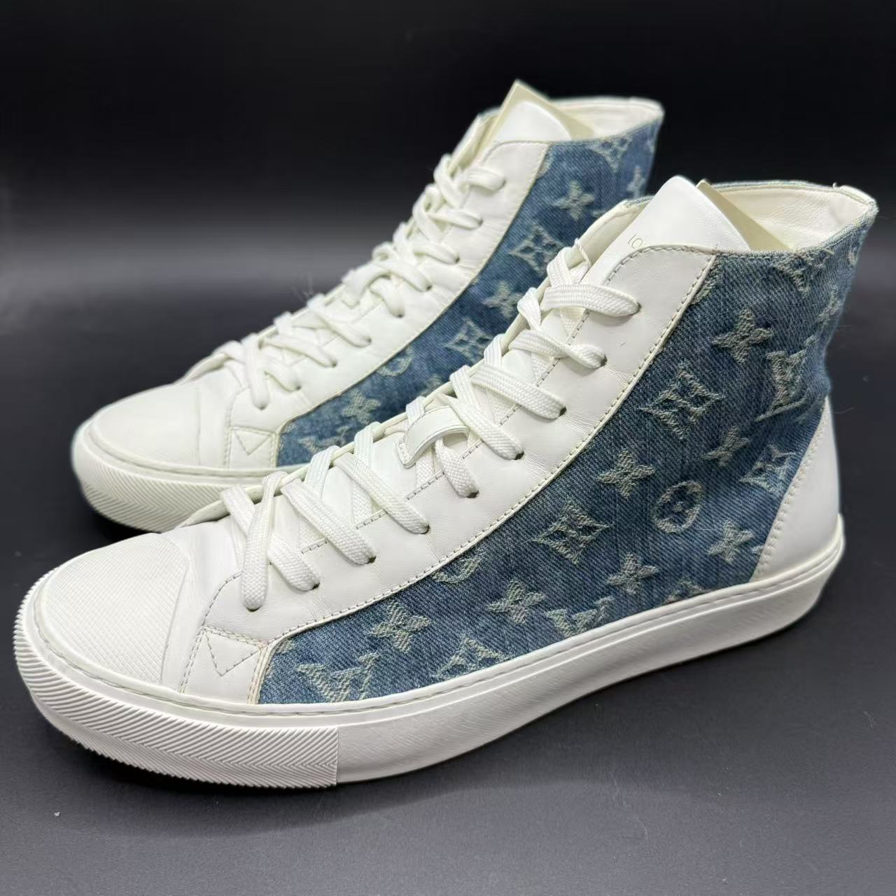 95新 LouisVuitton/路易威登 【聚星好物】男白蓝老花板鞋41码BD026