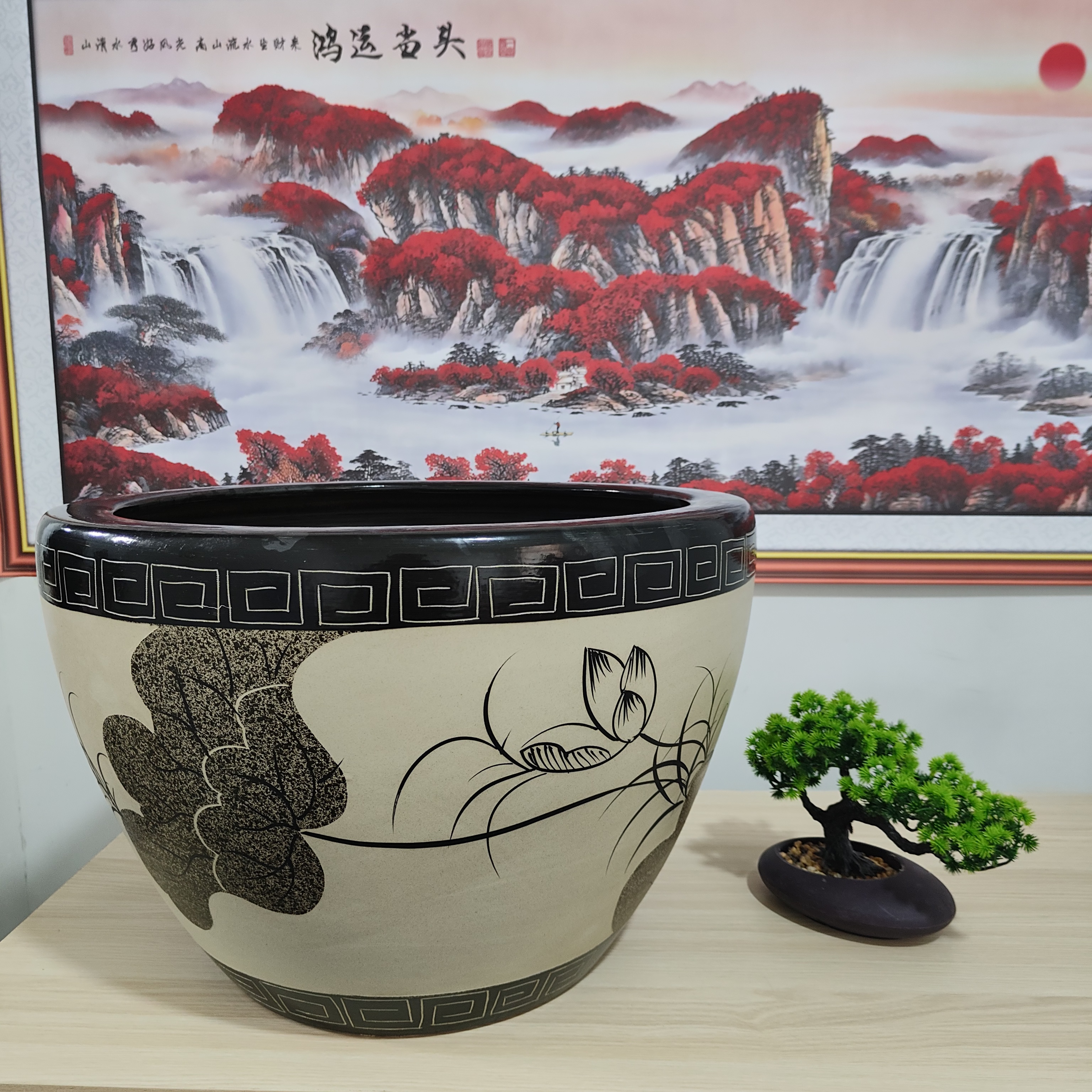 景德镇白色陶瓷鱼缸桌面大号招财金鱼乌龟缸盆睡碗莲水仙荷花盆缸