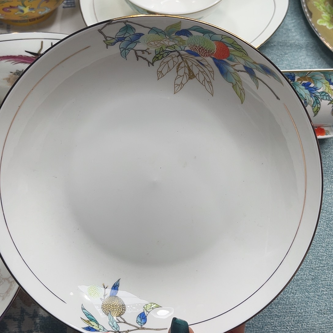 瓷片荔枝八寸深盘四个哇塞