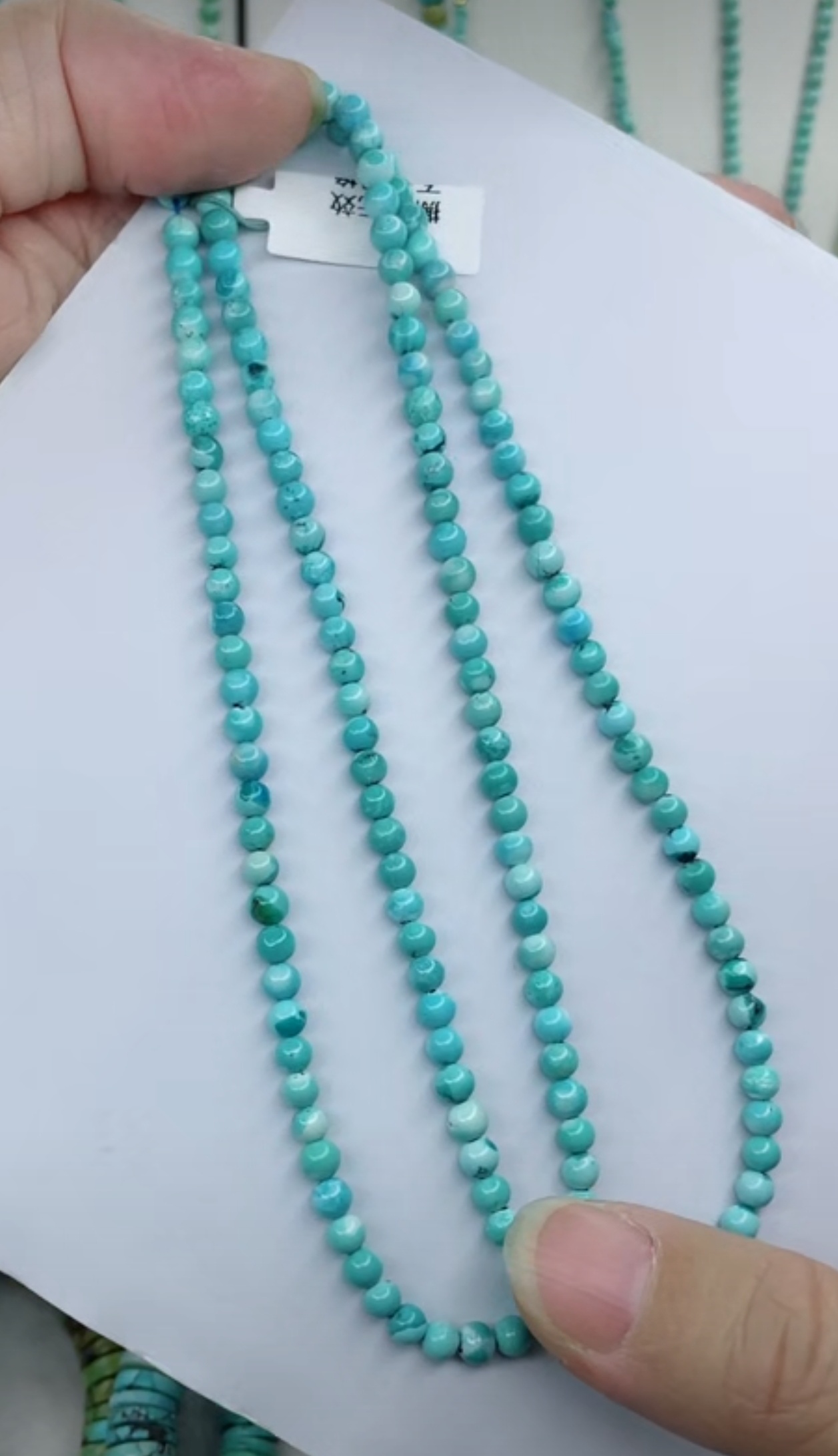 天然原矿绿松石米珠链