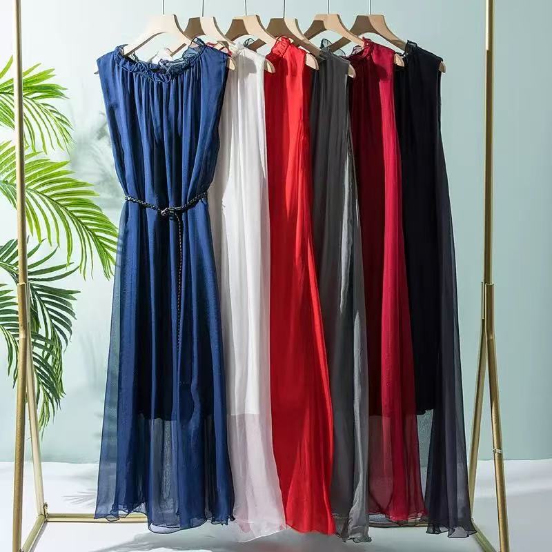 系带无袖精致风夏季大摆裙连衣裙裙子时尚显瘦气质百搭女士