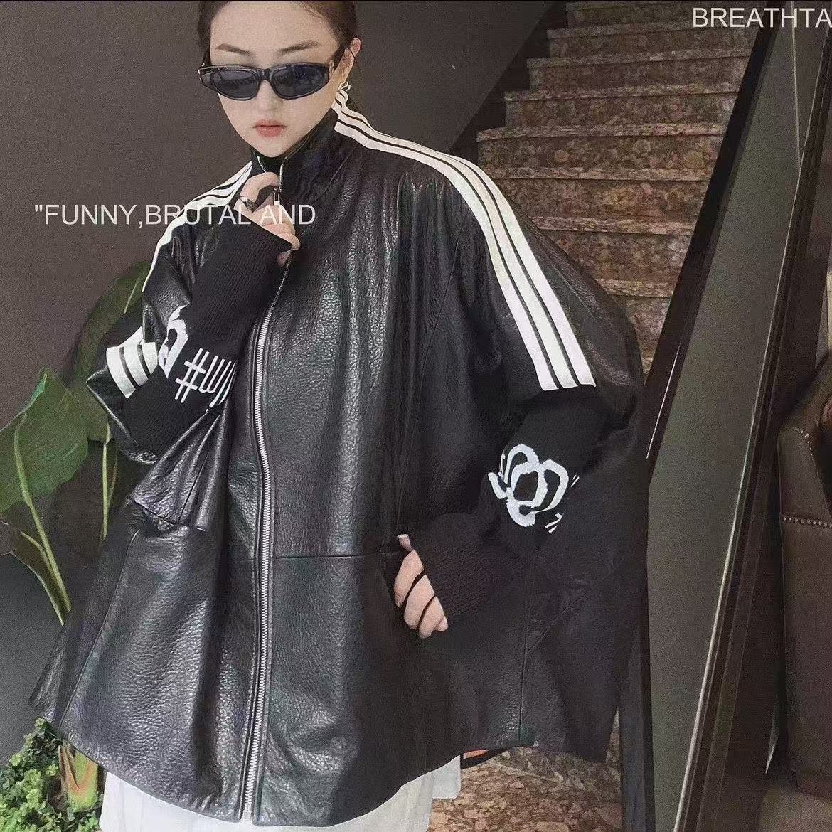 宽松型9331常规长袖立领暗黑风皮衣春秋夏季秋季连帽外套