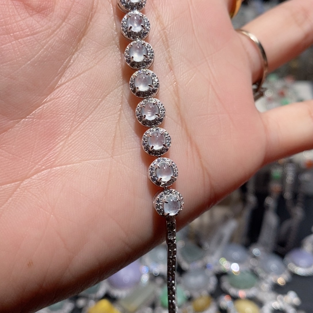 翡翠手链银S925镶嵌c c c