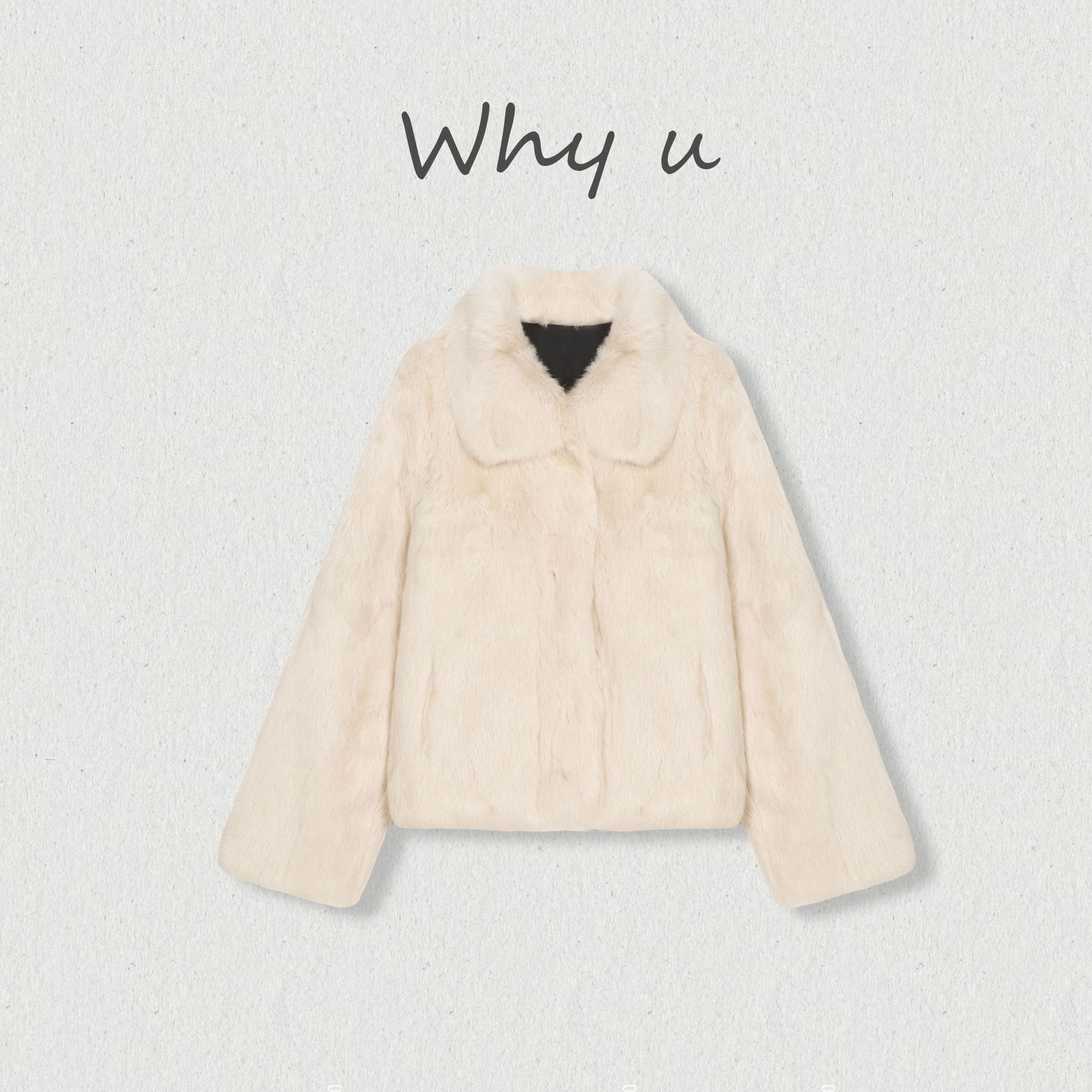 WHY U-25AW兔毛皮立领翻领磁吸扣慵懒风开襟皮草外套【全麦】
