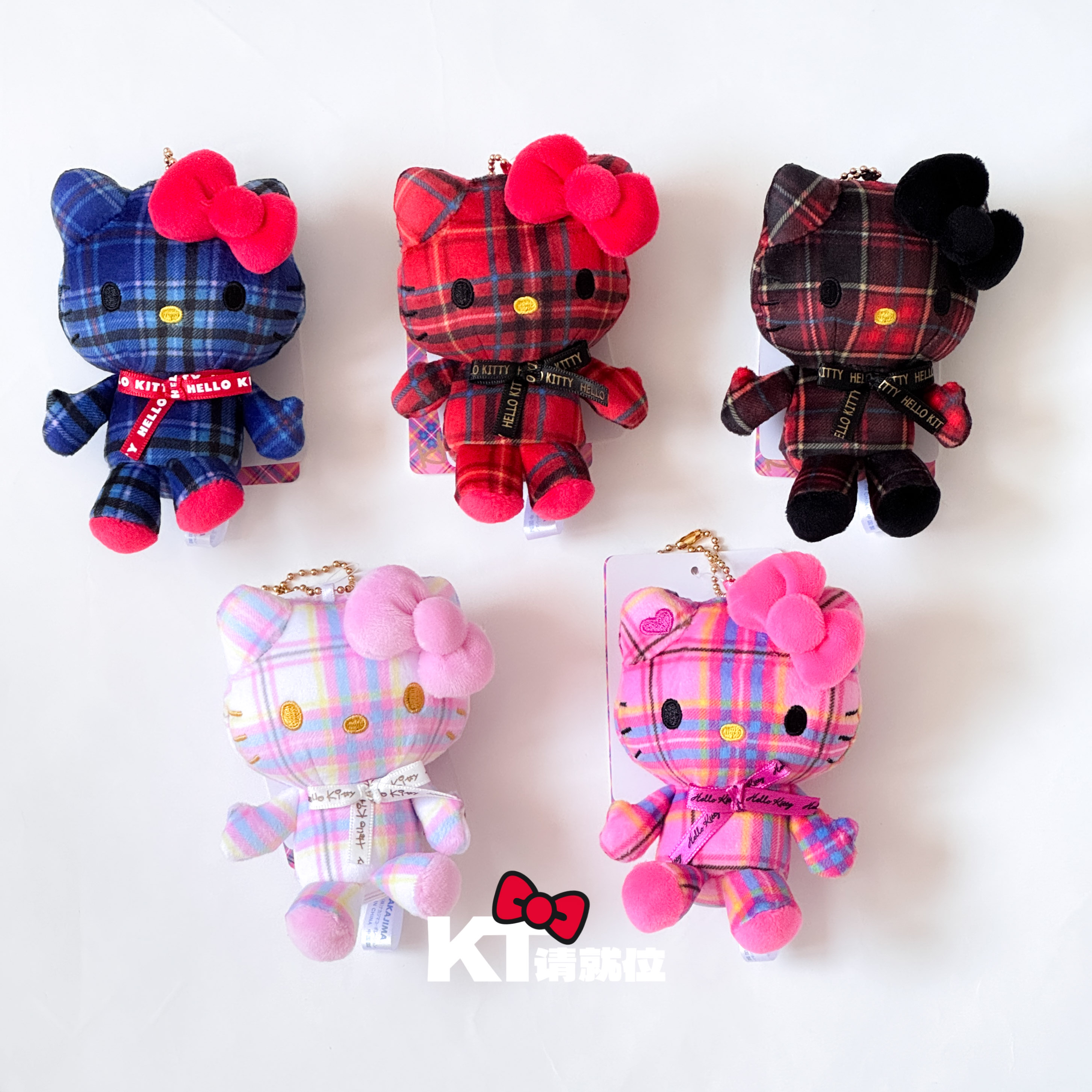 【格纹kitty】50周年限定彩色格子蝴蝶结kitty 日版三丽鸥挂件