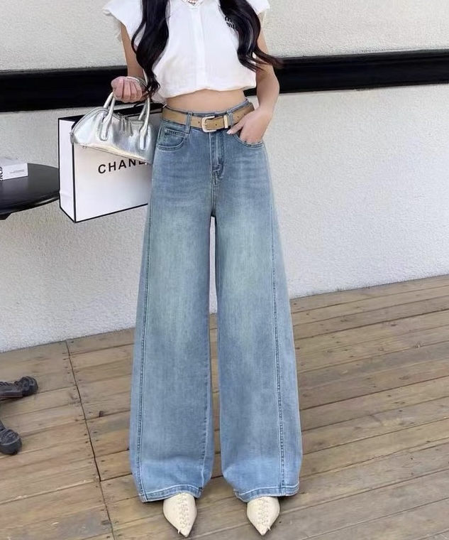 大娟23870春季新款直筒阔腿牛仔裤女