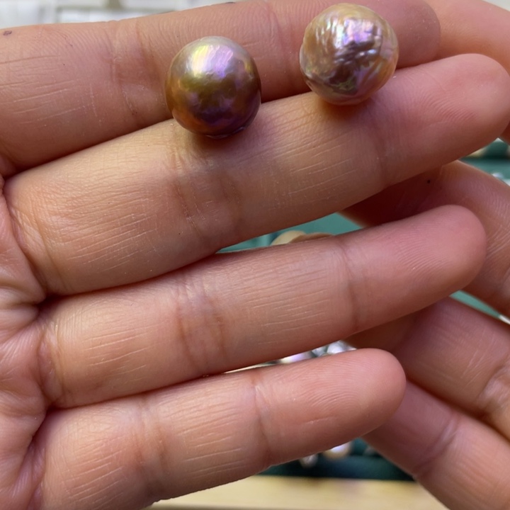 淡水珍珠耳饰银S925镶嵌