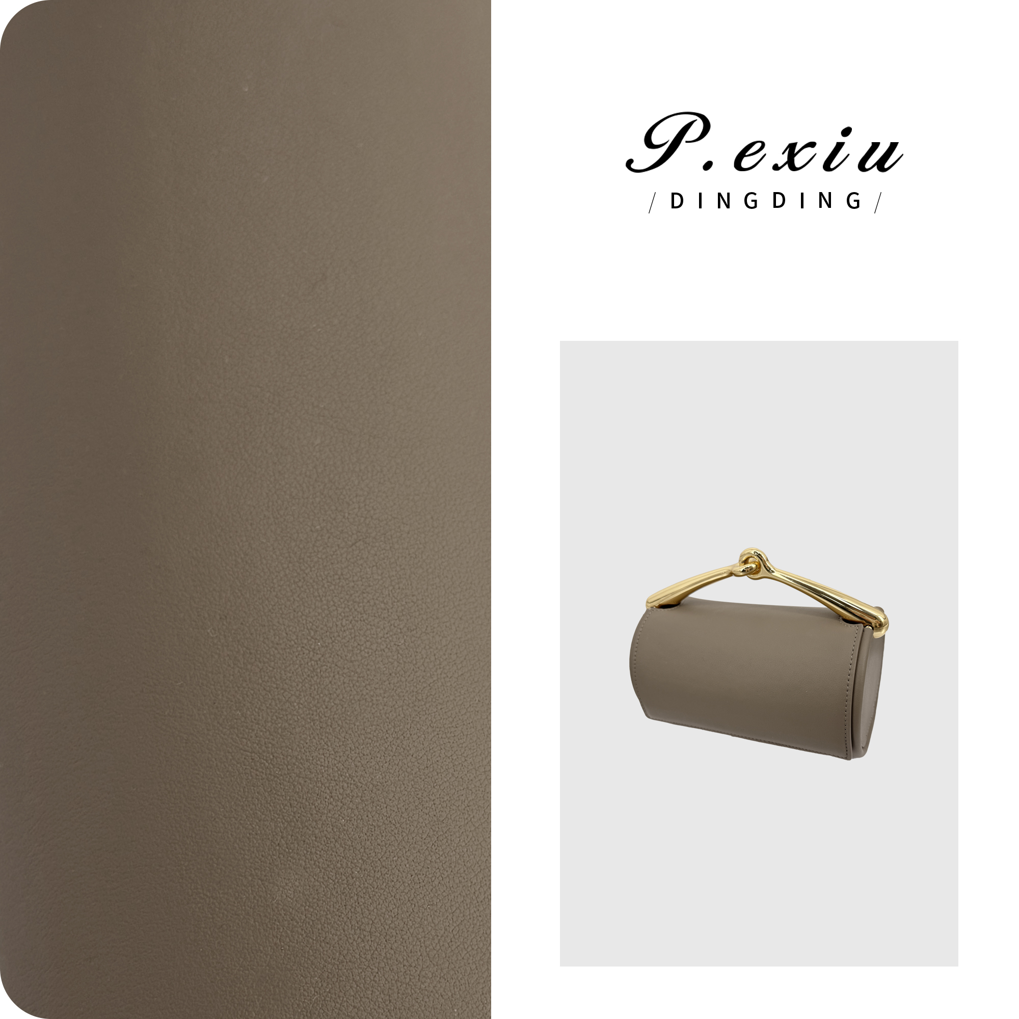 【大象灰】头层小牛皮磁性翻盖单肩斜挎圆筒包BL5933