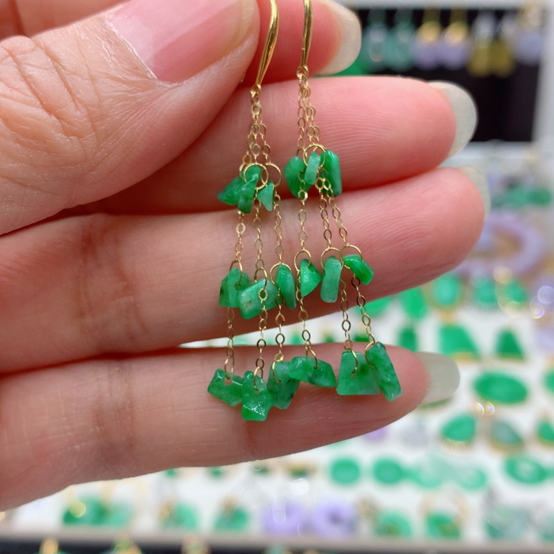 翡翠18K金镶嵌耳饰