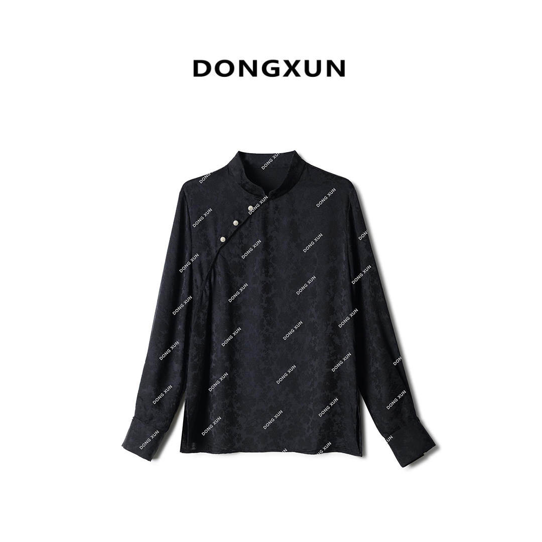 【踏雪寻梅】满分桑蚕丝新中式白色立领上衣DX24AS057