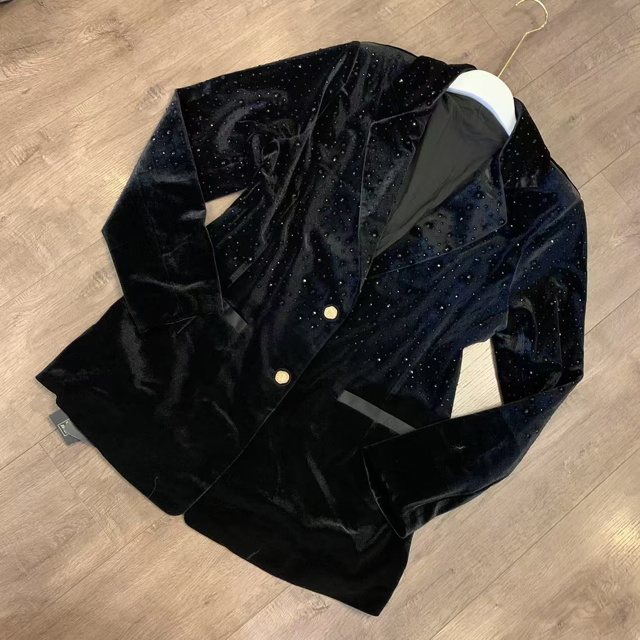 （现货）2025新款丝绒半身钻西服23281