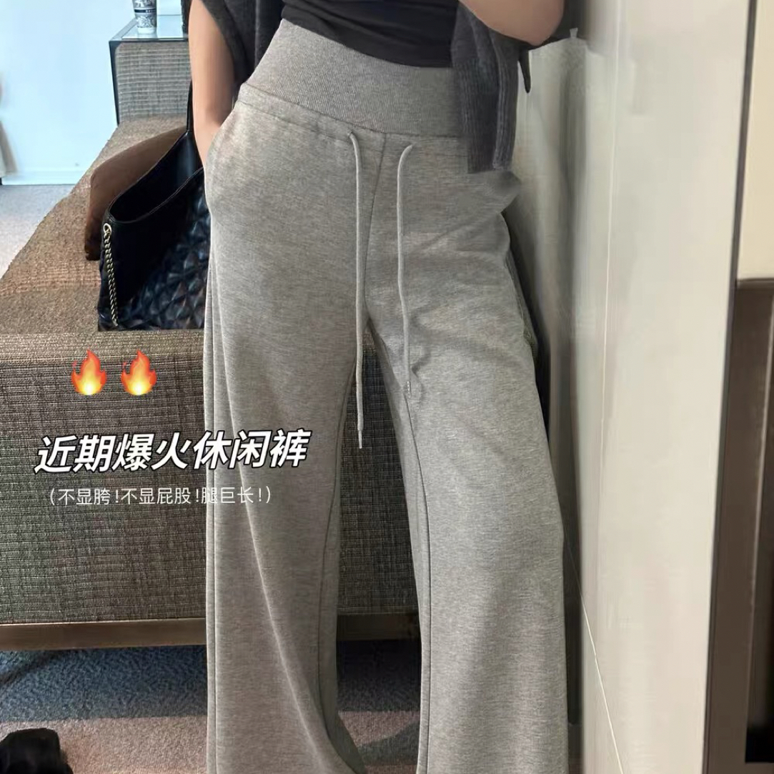 巨显瘦显腿长百搭抽绳松紧腰拖地卫裤休闲裤女