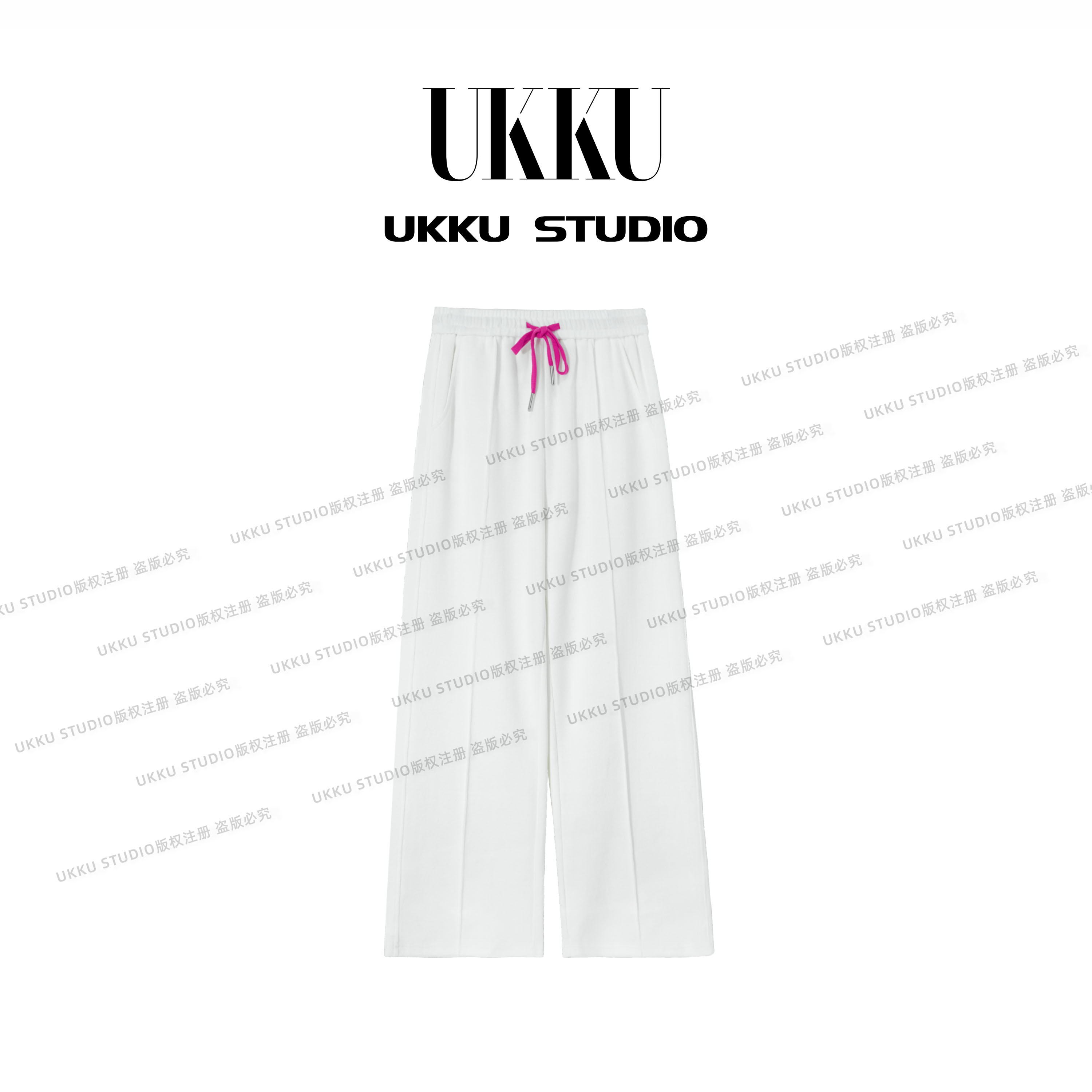 肖肖【UKKUSKUDIO】气质网红修身时尚白色显瘦塑形女神长裤513041