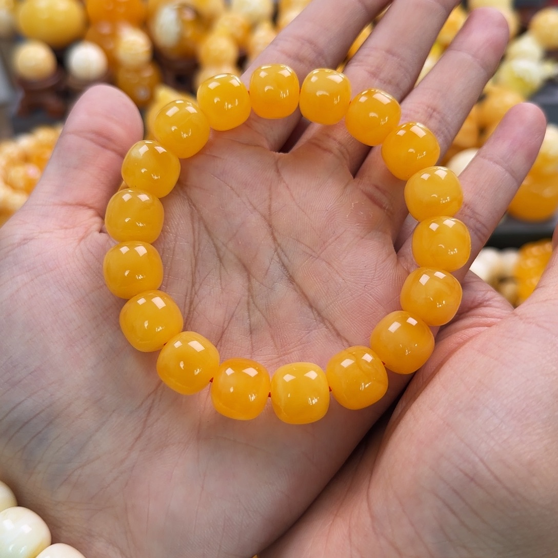 琥珀足金镶嵌珠宝奇石13mm同料