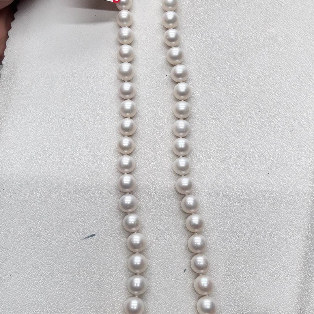 淡水珍珠项链银S925镶嵌9-10正圆C款