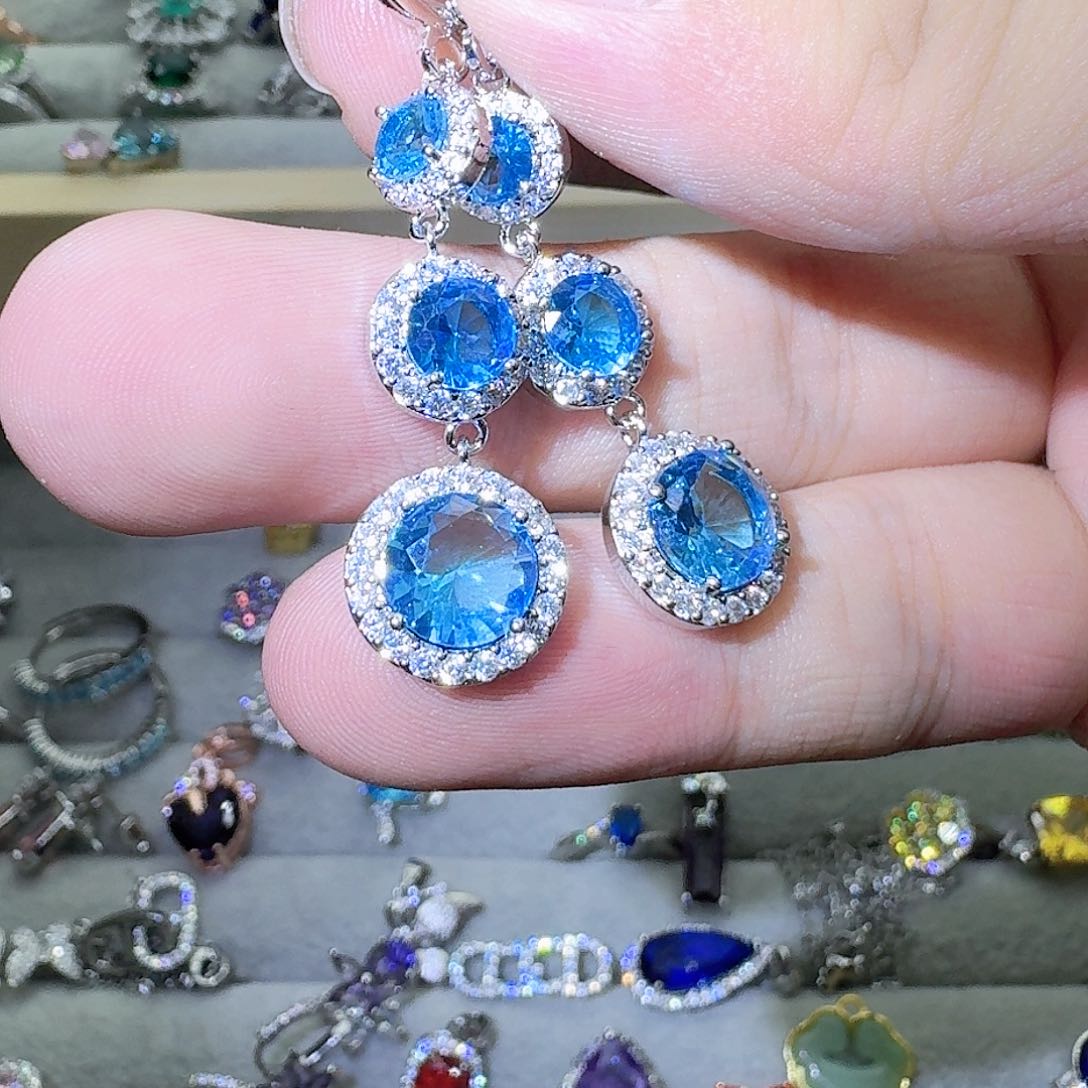 托帕石戒指银S925镶嵌