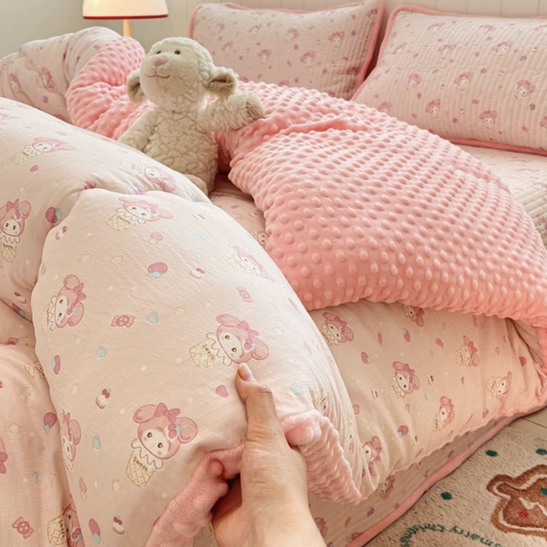 【奶油美乐蒂豆豆被】200*230cm卡通豆豆绒被子春秋被加厚保暖冬被