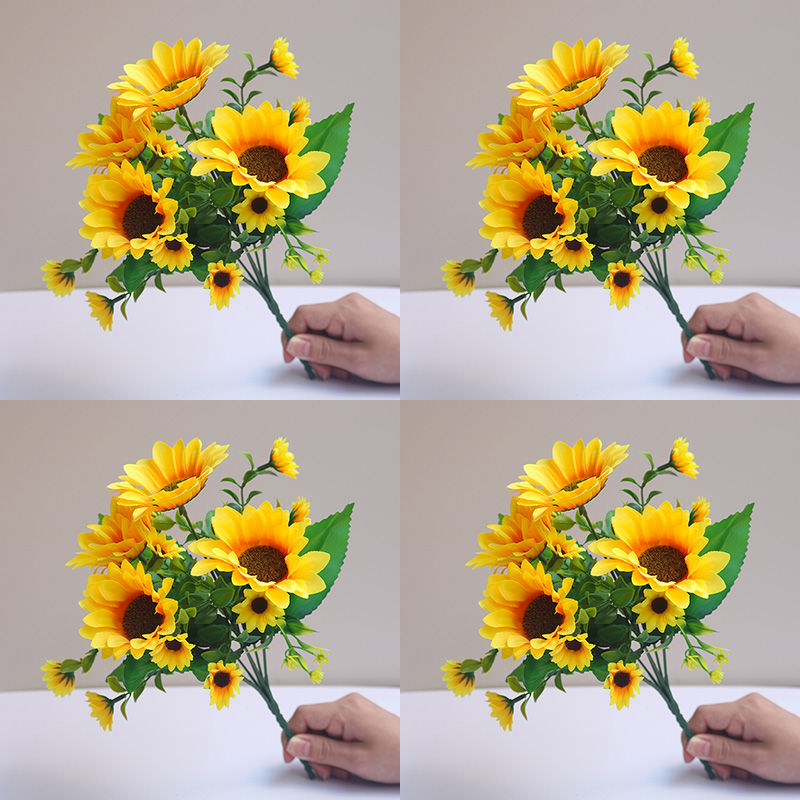 仿真向日葵仿真花摆件太阳花假花摆设栅栏插花花束客厅餐桌装饰品
