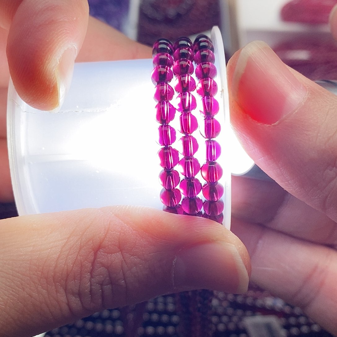 石榴石（紫牙乌）手链未镶嵌4.5mm净体紫牙乌精品