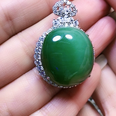 和田玉银S925镶嵌挂件