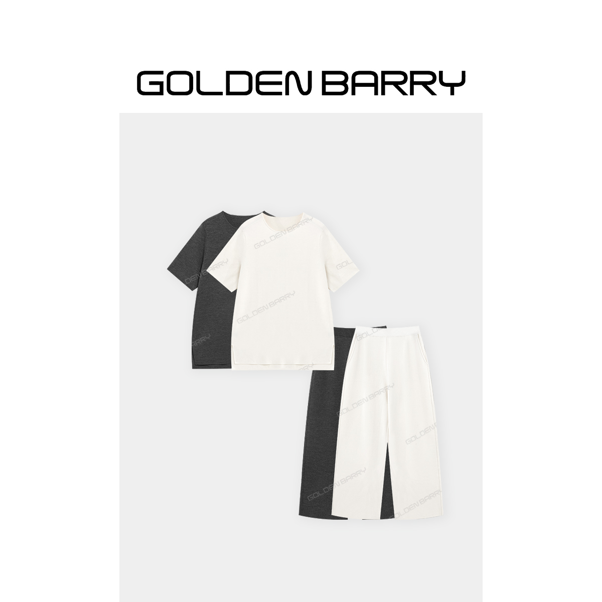 GOLDENBARRY|246467/512040开衩短袖毛衣/毛织阔腿裤套装